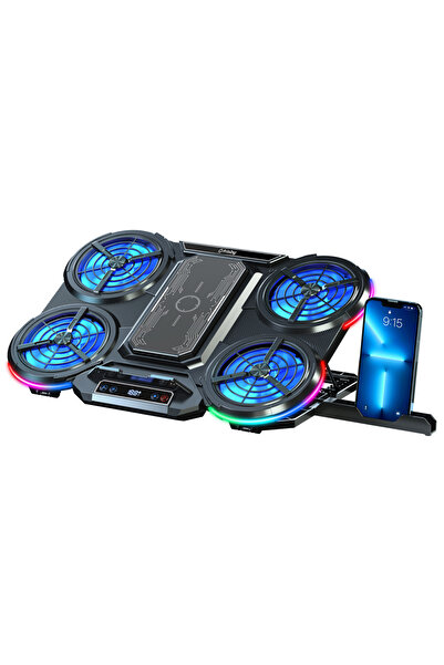 FRISBY FNC-5270ST Ekstra Soğutucu Panelli RGB Işıklı LCD Kontrol Paneli 5 Fanlı Notebook Soğutucu Stand 17"
