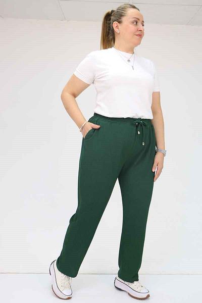 Eslina 39011 Large Size Elastic Wrap Tight Leg Trousers - Emerald