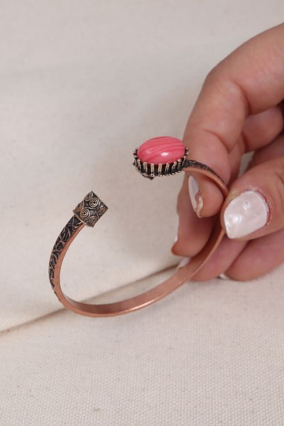 Süspüs Accessories Pure Copper Authentic Bracelet with Coral Stone (Natural Stone)