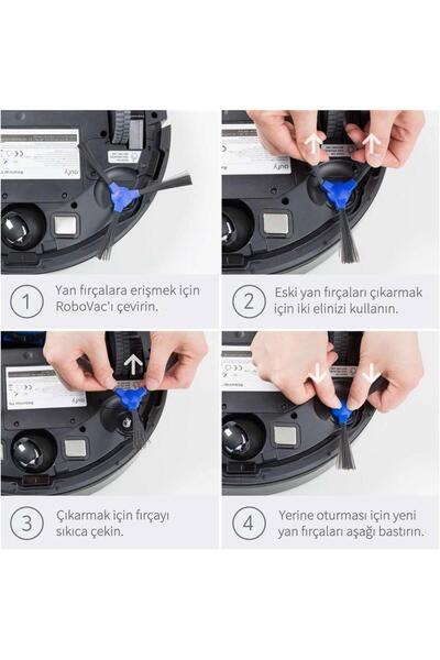 Parmis Kiwi Uyumlu KVC 4090 Robot Süpürge Yan Fırçası 4 Adet