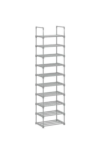 SONGMICS Suport pentru pantofi, cadru metalic cu 10 nivele, design personalizabil, 30x45x174cm, gri