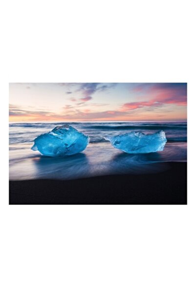 OEM Pictură pe pânză, „Ghețari azurii la răsărit”, Gheață, Ocean, Apus de soa...