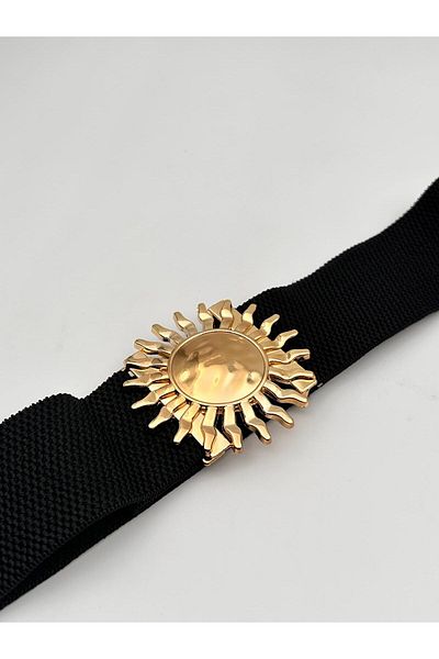 Desre Moda Gold Elastic Corset Belt with Sun Buckle