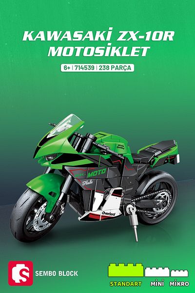Sembo Block Kawasaki Zx-10R Motorcycle Building Block Set 238 Pieces