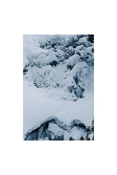 OEM Pictură pe pânză, „Cascade înghețate pe stânci alpine”, Zăpadă, Gheață, N...