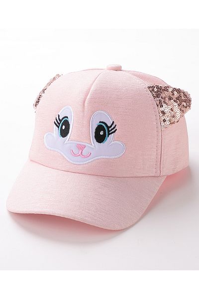 Babyhug Baseball Cap with Sequin Detailing - Pink
