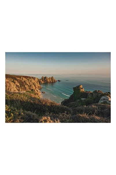 OEM Tablou Canvas, Apus de soare pe coasta de piatra, Ocean, Stanci, Plaja, V...