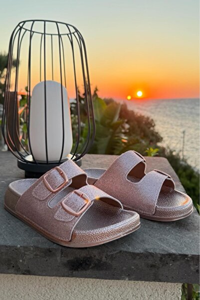 Melissa Boutique Kadın Pembe Işıltı Simli Güneşte Parlayan Kumaş Ortopedik Ta...