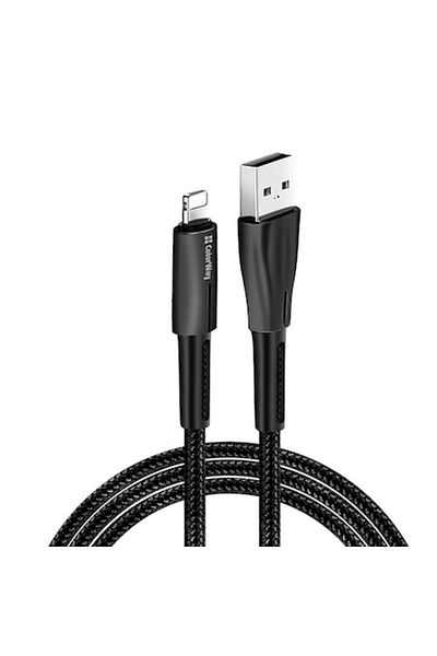 ColorWay Cablu de date, USB la Lightning, LED, 2.4A, 1m, G92, Nylon, Negru