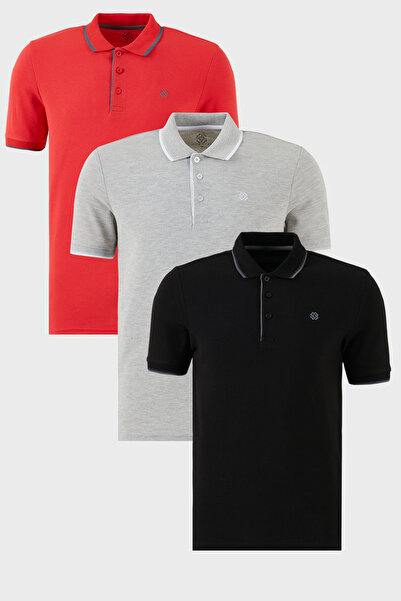 Buratti Βαμβακερή λεπτή εφαρμογή με λεπτομέρεια με κουμπιά γιακά πόλο 3 πακέτ...