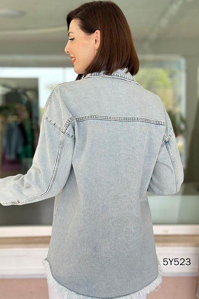 İnce Topuk Tasseled Denim Jacket 5Y523
