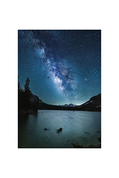 OEM Pictură pe pânză, „Reflecții stelare peste un lac de munte”, 70 x 100cm