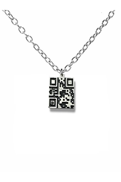 Herşey Nota Qr Code Figured Metal Necklace – Unisex Accessory with 60 cm Chain