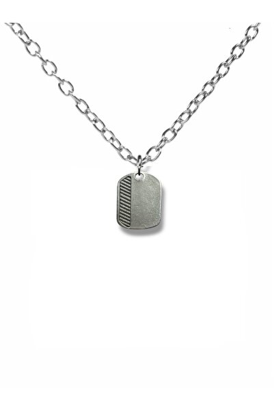 Herşey Nota قلادة معدنية مخططة - إكسسوار للجنسين (مع سلسلة 60 سم)