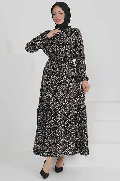 TOFİSA Waist Tie Dress Ecru - 27496