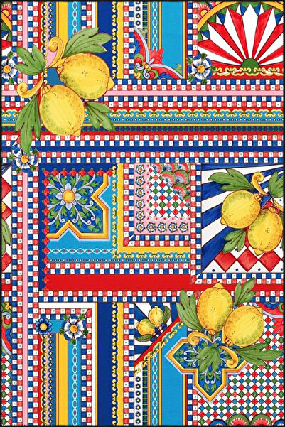 Rugs Modern Halı Berlin Limon Desenli Karışık Renkli Çiçekli Floral Geometrik...