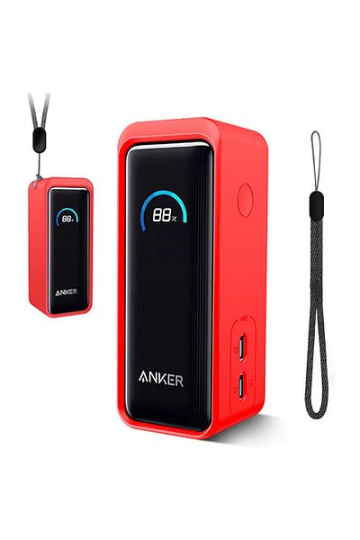 O Ozone Anker Prime Power Bank 9600mAh 65W Case Cover with Lanyard | Silicone Series | Red