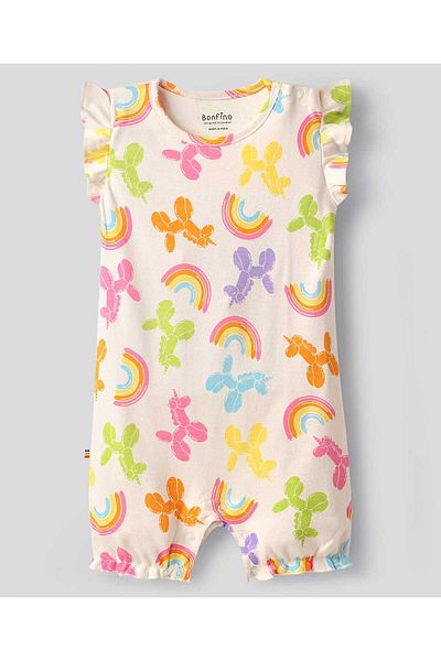 Bonfino Printed & Embroidered Rompers (Pack Of 4) - Multicolor