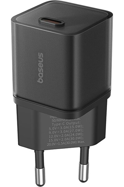 Baseus GAN5S Hızlı Şarj Adaptörü Typec, 30W Siyah