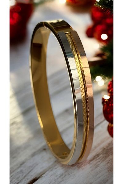 İNN JEWELLERY Steel Handcuff Bracelet Tarnish-Free 3 Color Figures (2 Years Importer Guarantee)