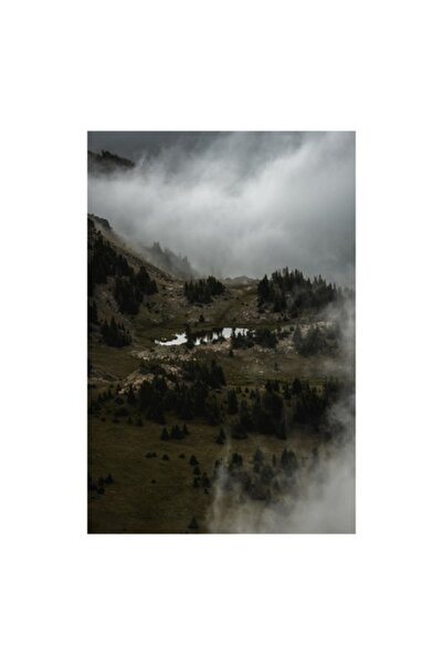 OEM Pictură pe pânză, „Norii coboară peste pădurea de munte”, Ceață, Pădure, ...