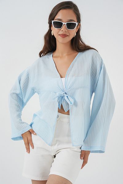 Bigdart Women's Front Lace Blouse 952 - Blue
