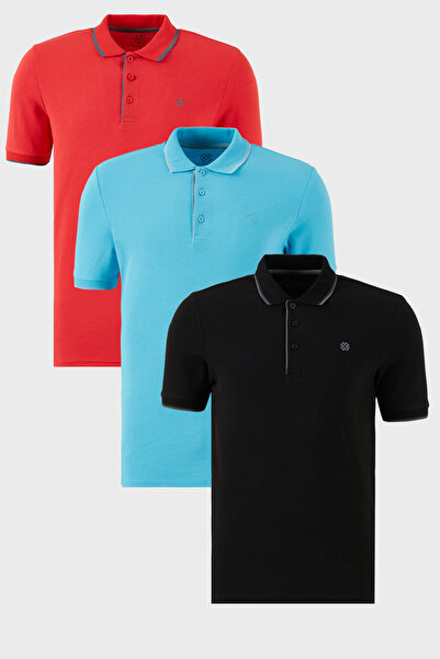 Buratti Βαμβακερή λεπτή εφαρμογή με λεπτομέρεια με κουμπιά γιακά πόλο 3 πακέτ...