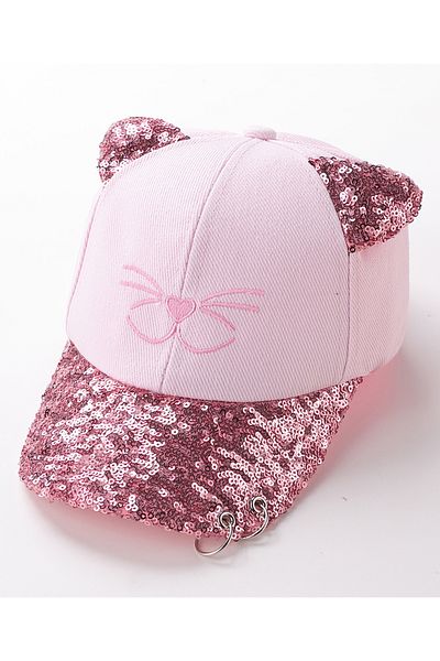 Babyhug Baseball Cap with Sequin Detailing - Pink