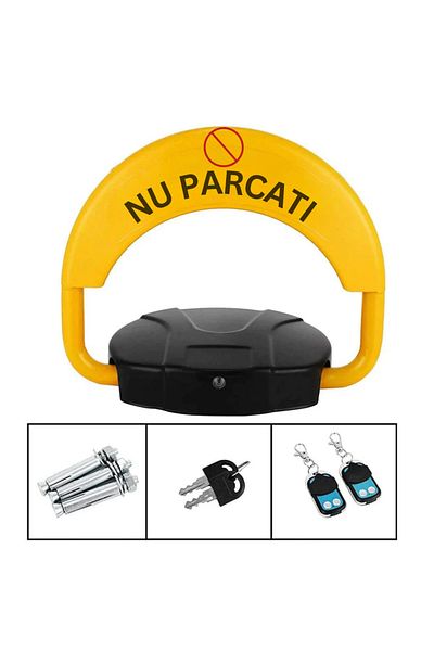 OEM Blocator Loc Parcare Automat cu Acumulator - 2 Telecomenzi, 2 Chei si Alarma, Sistem Antifurt