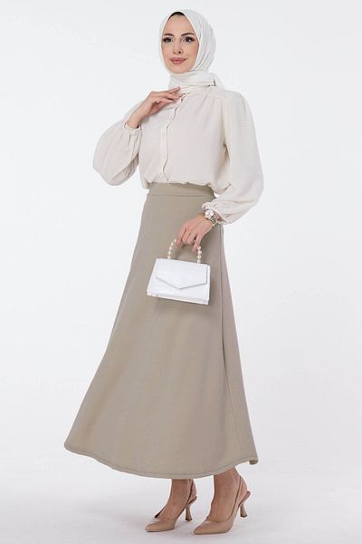 TOFİSA A-Line Skirt Dark Mink - 27075