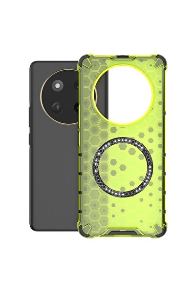 SKYDDAR INNOVATION Θήκη για Honor X9c / Magic7 Lite, HoneyComb Shield MagSafe, Antisoc, σετ αυτοκόλλητων, Πράσινη