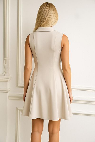 Fashion Friends Rochie cu volan fără mâneci cu gât polo bej