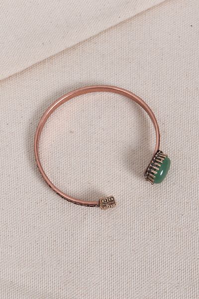 Süspüs Accessories Pure Copper Authentic Bracelet with Green Agate Stone (Natural Stone)