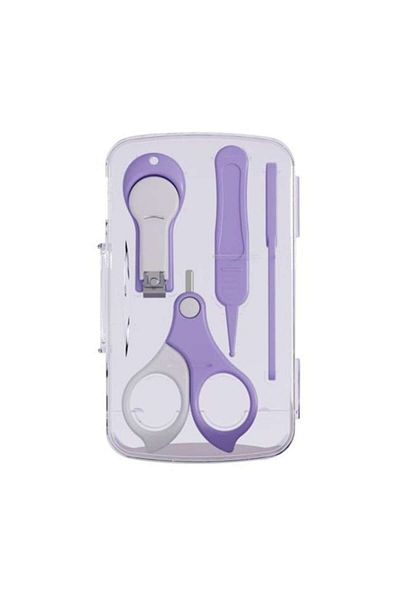 Royal Set 4in1 de Ingrijire Unghii pentru Bebelusi, Cutie de Depozitare Transparenta, 0-6 Ani, Mov