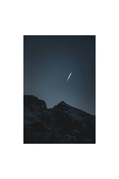 OEM Pictură pe pânză, „Stea căzătoare deasupra munților întunecați”, Cer nocturn, Meteor, Mistic