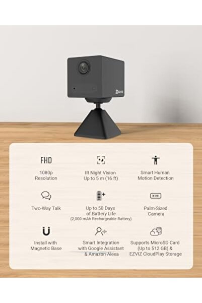 EZVIZ CB2 Security Camera with Battery, 1080p WiFi Mini Camera with Smart Human Motion Detection, Tw
