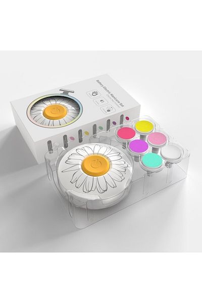 Royal Set Electric File for Children and Babies, ABS, USB Charging, Flower Model, 6 Accessories, with LED