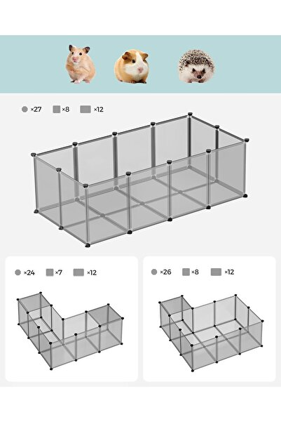 SONGMICS Țarc pentru animale de companie, plastic, DIY, configurabil, 143x73x46cm, gri