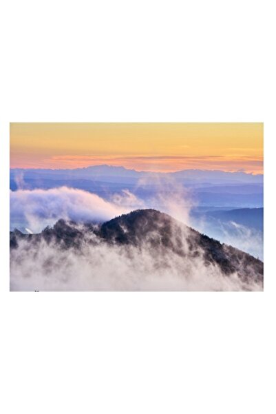 OEM Pictură pe pânză, „Munte învăluit în ceață la apus”, 100 x 100 cm