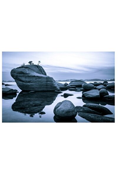 OEM Tablou Canvas, 'Reflectii solitare pe lac glaciar', Roci, Apa, Reflectie,...