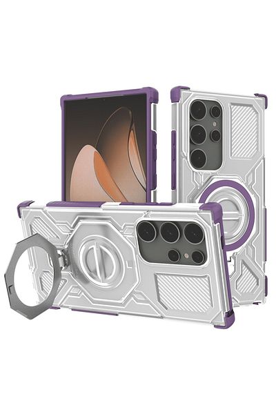 SKYDDAR INNOVATION Husă pentru Samsung Galaxy S24 Ultra, rezistentă la șocuri, Carbon Shield PRO, Magsafe, set de autocolante, violet