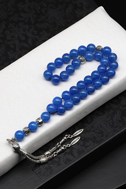 Alibaba Doğaltaş Μπλε Αχάτης Φυσική Πέτρα Ροζάριο 8 mm Σφαίρα κοπής