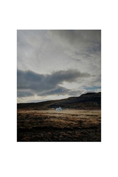 OEM Tablou Canvas, 'Micuta casa sub cer innorat', Nori, Peisaj, Casa, Campie,...