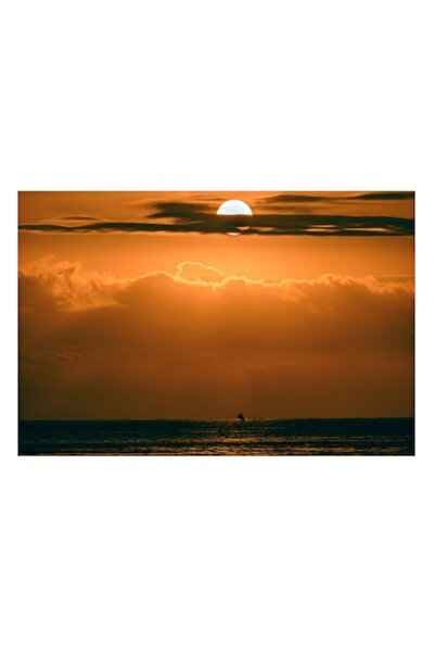 OEM Pictură pe pânză - „Apus de soare sub un cer înnorat”, Portocaliu, Pace, ...