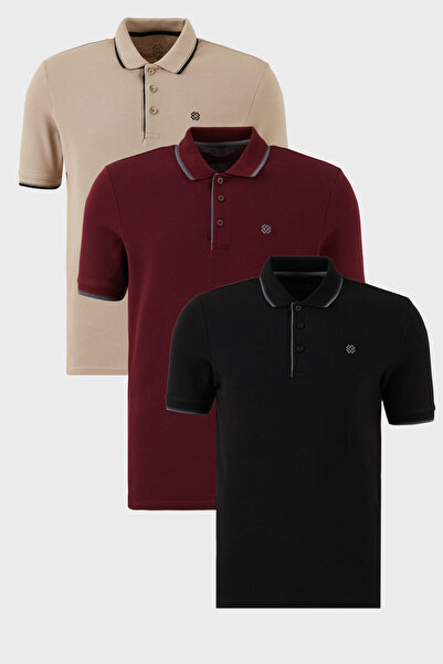 Buratti Βαμβακερή λεπτή εφαρμογή με λεπτομέρεια με κουμπιά γιακά πόλο 3 πακέτ...