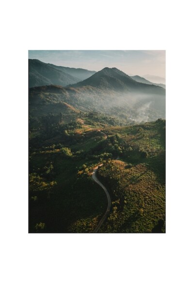 OEM Pânză Tablou, „Cale șerpuitoare către munți în ceață”