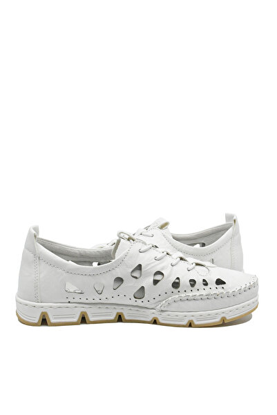 Rieker Women's Moccasins with Cutouts by in White Genuine Leather