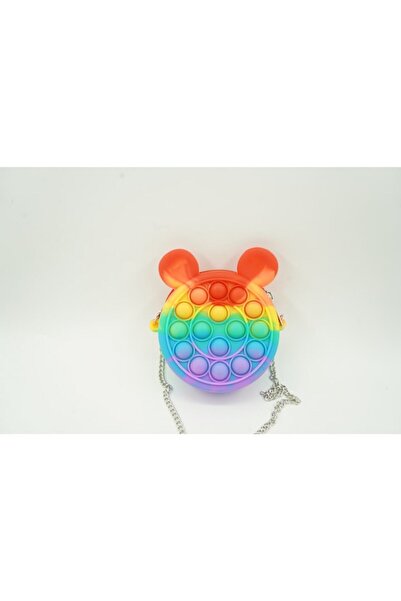 Royal Jucarie antistres din silicon, Pop it Now and Flip It, Mini Geanta, Soricel, 6 cm, Curcubeu