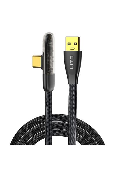 Royal Cablu de date USB Tip-C 1m Lito LD11 M63 Nylon Negru