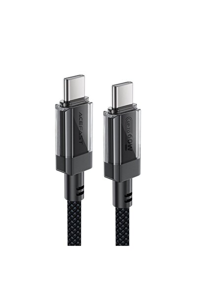 Royal Type-C to Type-C Data Cable 60W, High-Speed Charging, 1.2m, Nylon, Acefast C12 03, Black